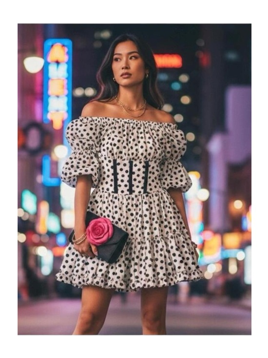 Babylon W Les Femmes Dresses & Skirts - new Babylon Les Femmes ☻ Burlesque Corset Cocktail Dress ☻︎ Black Polka Dots ☻︎